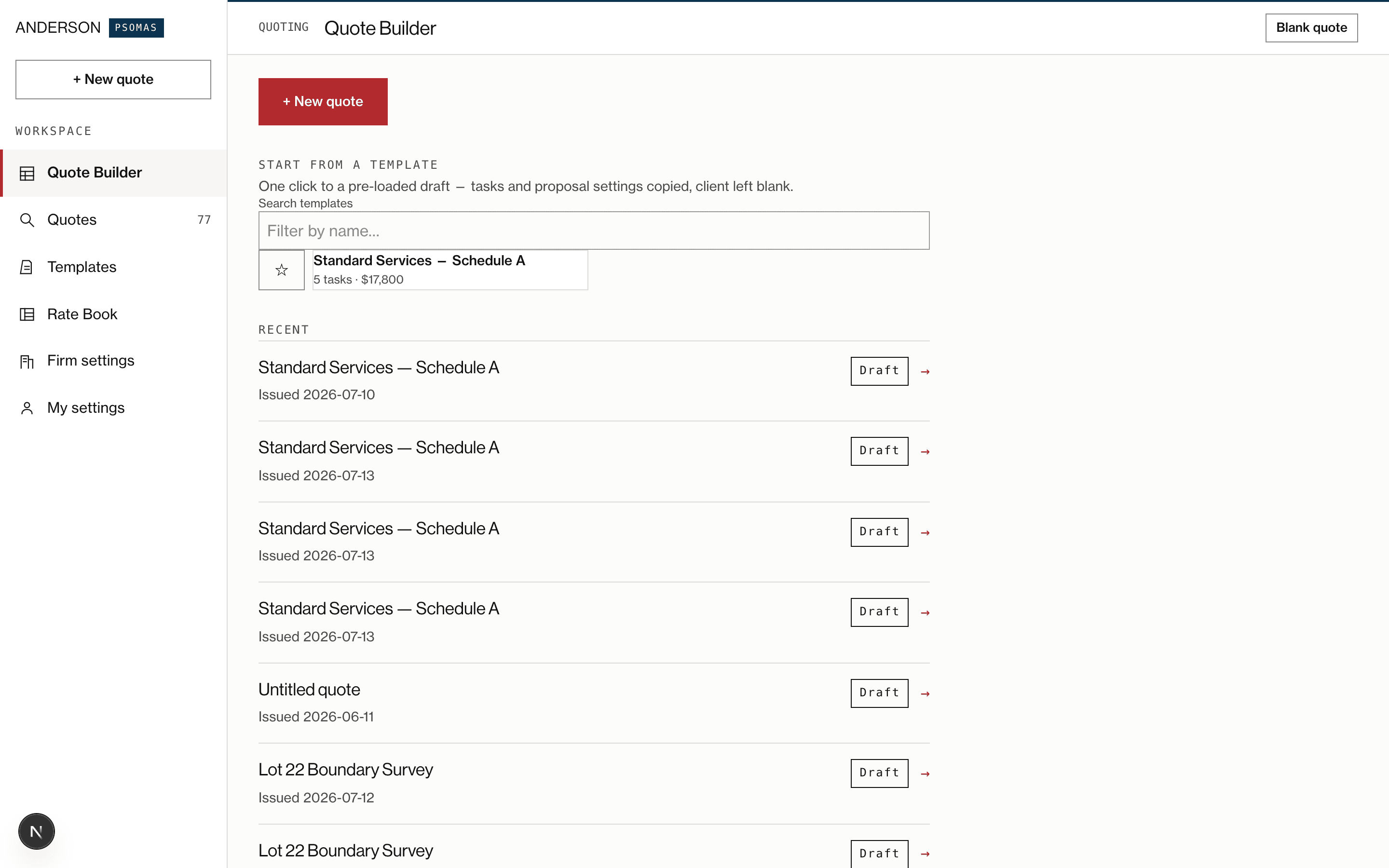 The Start-from-a-template grid with search